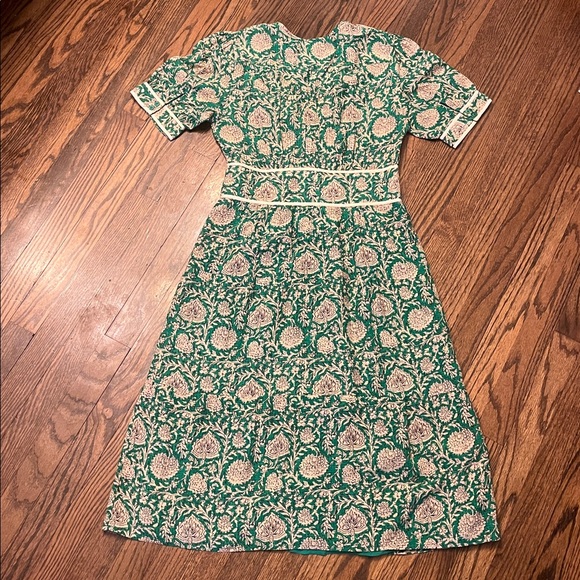 Ba & Sh Plume Printed Midi Dress - Green - Picture 4 of 14